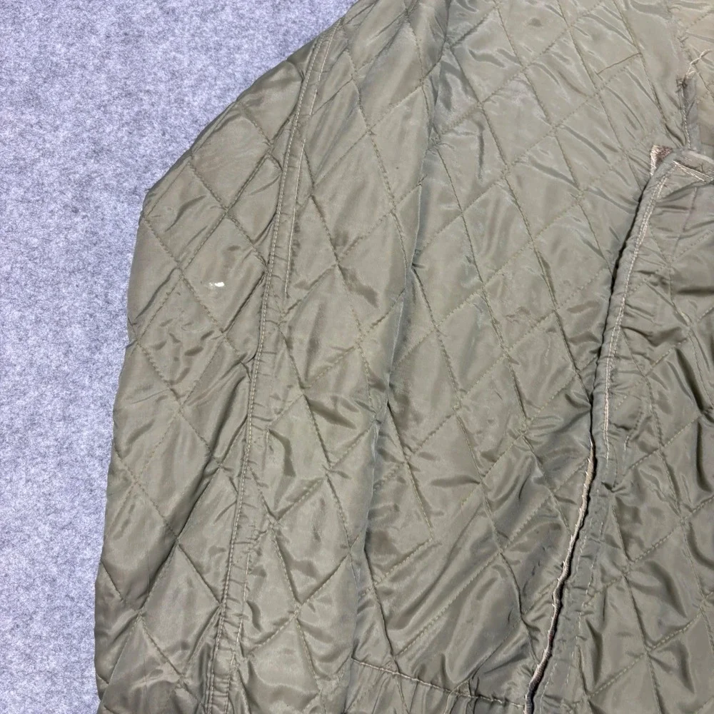 Vintage Military Quilted Liner Jacket Olive Green Diamond Quilt Utility Layer